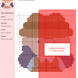 Cross-stitch pattern featuring an archeologist, rendered in earthy tones and reds. The design includes a key and detailed stitching chart.