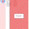 Cross stitch pattern design featuring a red and white diagonal striped pattern, suggesting a doll design. DMC and Anchor thread color codes are listed.