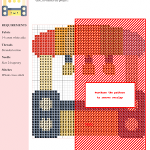Cross-stitch pattern featuring a charming fairground scene with warm color palette, utilizing whole cross stitch.