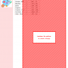 Image of an ice cream cross stitch pattern featuring a red and white diagonal striped background, and a color key with DMC thread codes.