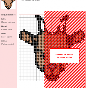 Cross stitch pattern design of a cute goat, featuring brown and red color scheme. The image shows a grid with symbols indicating stitch placement.