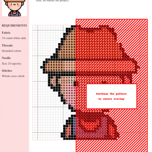 Cross stitch pattern design of a charming farmer, featuring warm colors and simple stitches. Perfect for beginner crafters.