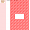 Image of a cross stitch pattern featuring a diagonal striped design in red and white, representing a cupcake; color key included.