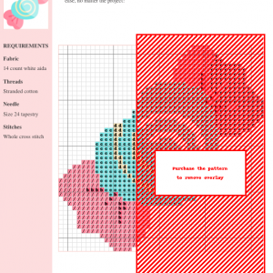 Cross stitch pattern featuring a colorful candy design, using DMC and Anchor threads. The pattern includes a color key and stitch guide.