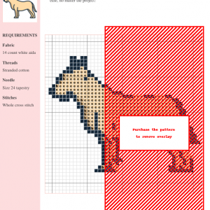 Cross stitch pattern of an adorable bull terrier, using DMC and Anchor threads. The design is shown on 14-count white Aida fabric.
