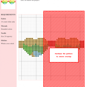 Cross stitch pattern depicting a pair of stylish eyeglasses. The design includes various colors and uses whole cross stitch technique.