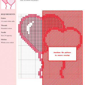Cross stitch pattern of a pink balloon, featuring clear grid lines and color-coded symbols for easy stitching. Perfect for beginners and experienced stitchers alike.