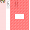 Cross stitch pattern featuring a diagonal striped design in red and white, with a color key and DMC thread codes.