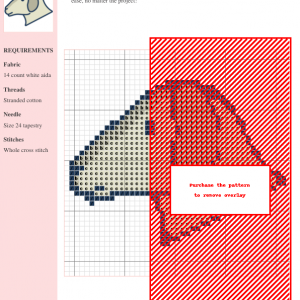 Cross stitch pattern of an adorable sheep, featuring a simple design with muted colors on 14-count white aida cloth. Easy to follow instructions included.