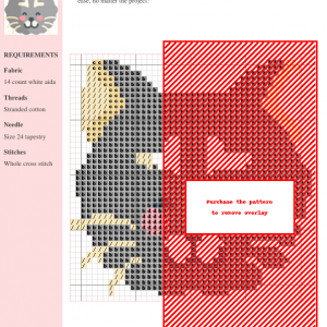 Cross-stitch pattern featuring an adorable LaPerm cat design. The pattern includes color-coded symbols and is ready to stitch.