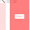 Cross stitch pattern featuring a diagonal red and white striped design, with a color key and DMC thread codes.