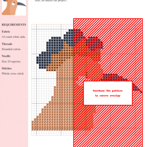 A cross-stitch pattern featuring a modern design with muted orange, beige, and dark gray tones. The pattern includes clear instructions and DMC/Anchor thread color numbers.