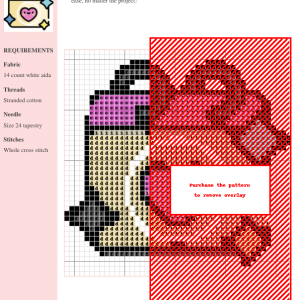 Cross stitch pattern of a cute calendar design featuring various colors and whole cross stitches.