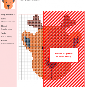 Cross stitch pattern of a majestic moose, featuring warm brown and orange tones on a white aida cloth. The pattern includes clear instructions and DMC/Anchor thread color numbers.