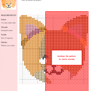 Cross-stitch pattern of an adorable Abyssinian cat, featuring a detailed color chart with DMC and Anchor thread numbers.
