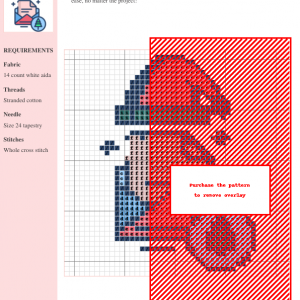 Cross stitch pattern depicting a charming greeting card design, featuring various colors and a whimsical style. The pattern includes clear instructions and DMC/Anchor thread color codes.