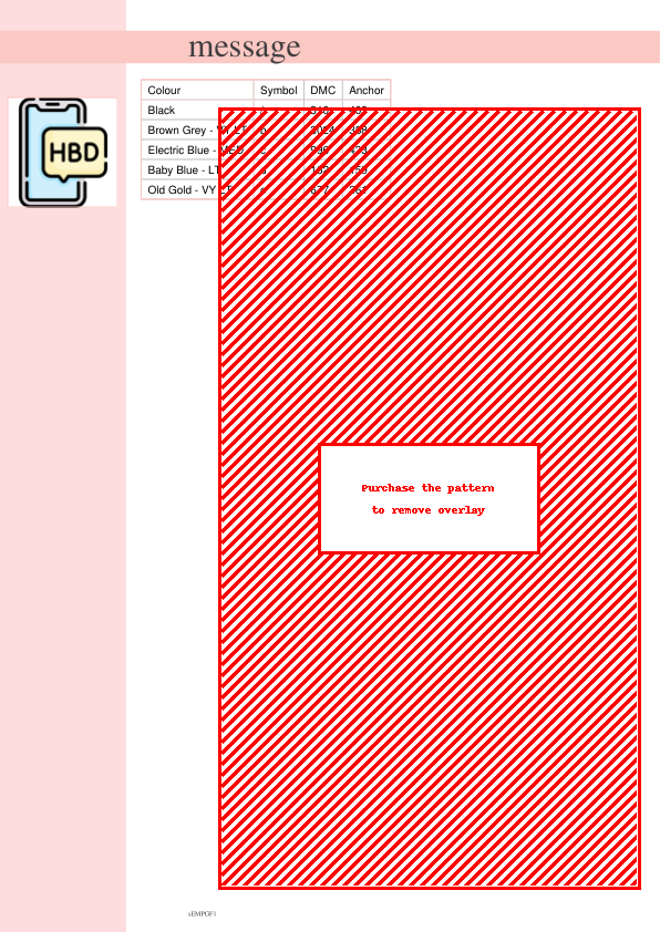 Cross stitch pattern design showcasing a red and white diagonal striped design, suggestive of a message in a bottle theme.