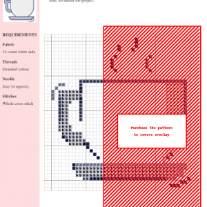 Cross stitch pattern depicting a charming teacup, ideal for beginner to intermediate stitchers. Features a grayscale color scheme.