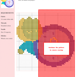 Cross-stitch pattern featuring a colorful, abstract design. The pattern uses a variety of colors and stitches, suitable for intermediate stitchers.
