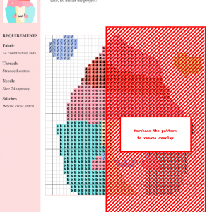 Cross-stitch pattern of an adorable cupcake, featuring a color chart with DMC and Anchor thread numbers. Perfect for beginner to intermediate stitchers.