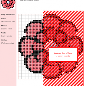 Cross-stitch pattern featuring a detailed red rose design, perfect for beginners and experienced stitchers. Clear instructions and DMC/Anchor thread color numbers are included.