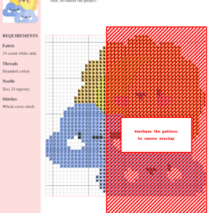 Cross stitch pattern featuring a smiling sun and two friendly clouds, perfect for beginners.