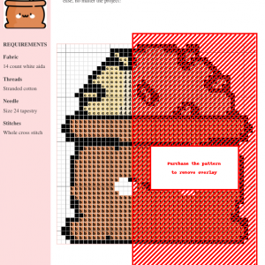 Cross stitch pattern featuring a cute, cartoon-style rice sack overflowing with rice grains. Warm, earthy color palette.