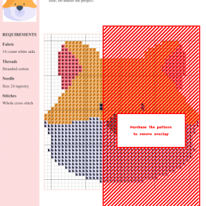 Image of a charming fox cross stitch pattern design featuring orange and white tones. Perfect for beginner and intermediate stitchers.