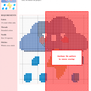 Cross stitch pattern featuring a cute, angry cloud with rain and lightning bolts. Perfect for beginners and experienced stitchers.