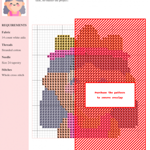 Image of a charming cross stitch pattern featuring a kawaii-style birthday girl wearing a crown.
