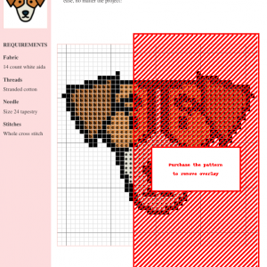 Cross stitch pattern featuring a charming Jack Russell Terrier head, showcasing brown and white colors.