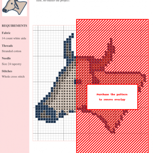 Image of a charming cow cross stitch pattern, showcasing a detailed head and horns design in soft beige and brown tones.