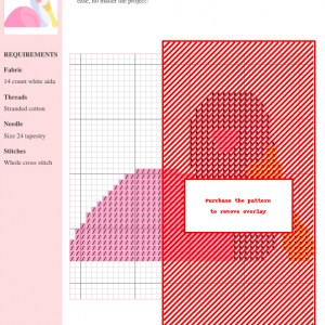 Image of a charming spoonbill bird cross stitch pattern. The design features pastel pink, white, and yellow threads.