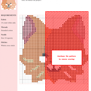 Cross stitch pattern featuring a charming, stylized cat with light brown and pink fur. Perfect for beginner to intermediate stitchers.