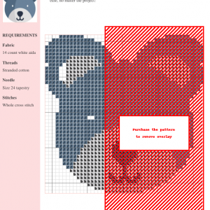 Image of a charming koala cross stitch pattern design featuring shades of blue and white.