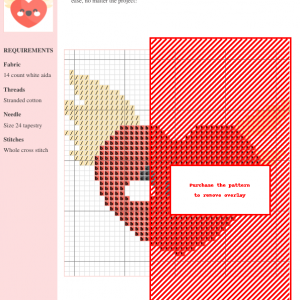 Adorable cross stitch pattern featuring a red heart with wings and a smiling face. Perfect for beginners and experienced stitchers.