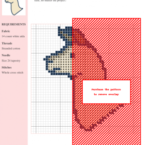 Cross stitch pattern featuring a charming llama head, in cream and dark blue, perfect for crafting projects.