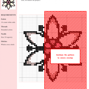 Cross stitch pattern featuring a delicate, stylized flower with cream and pink petals. Perfect for beginners and experienced stitchers.