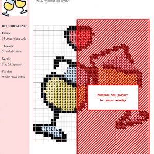 Cross stitch pattern featuring two wine glasses clinking, topped with a small heart. A charming design perfect for celebrations.