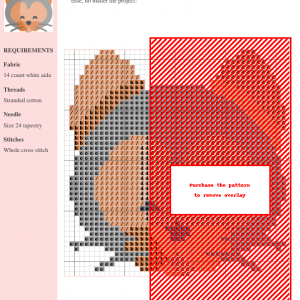 Cross stitch pattern featuring a charming Lykoi cat with grey and orange fur, simple design suitable for beginners.