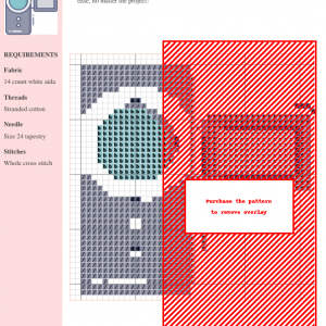 Cross stitch pattern depicting a retro camcorder in shades of gray, teal, and white.