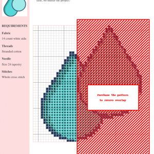 Image of a cross stitch pattern featuring two overlapping water droplets in shades of teal and aqua.