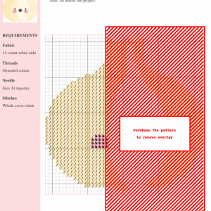 Image of a charming cross-stitch pattern depicting a smiling garlic bulb. The design features soft yellow and pink colors.