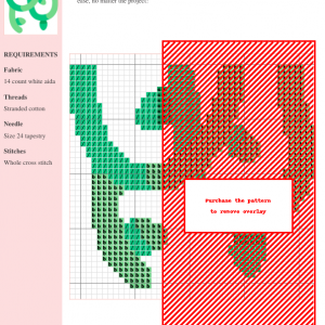 Image of a cross stitch pattern featuring stylized green vines, perfect for beginners and experienced stitchers alike.