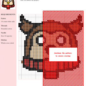 Cross stitch pattern featuring a cute owl wearing a red scarf. The design is simple yet charming, perfect for beginners.