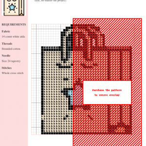 Cross stitch pattern depicting a cute shopping bag with a light blue star. Perfect for beginners and experienced stitchers.