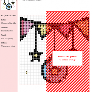 Image of a charming cross stitch pattern featuring a colorful bunting garland with stars and a decorative ornament.