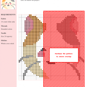 Image of a charming Manx cat cross stitch pattern featuring a calico design with orange, white, and grey colors. The cat has a happy expression.