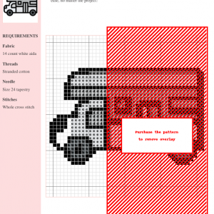 Cross stitch pattern of a charming caravan or campervan, perfect for needlepoint enthusiasts.