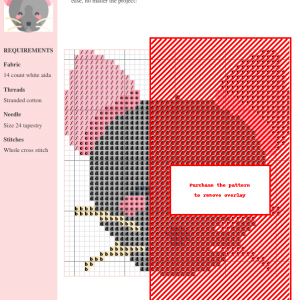 Image of a cross stitch pattern featuring a charming gray mouse with pink ears and cheeks. The design is simple yet detailed, perfect for beginner to intermediate stitchers.